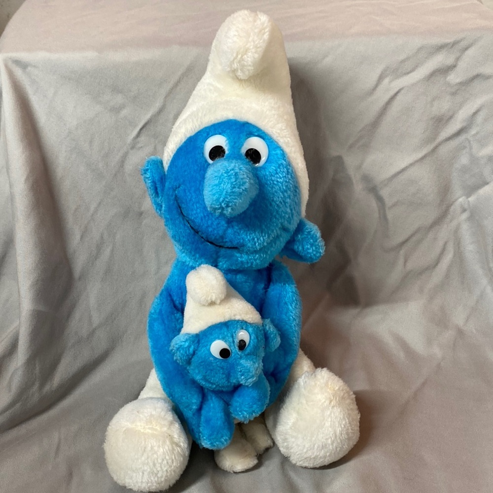 Vintage PEYO 1981 Smurf & Baby Smurf Plush